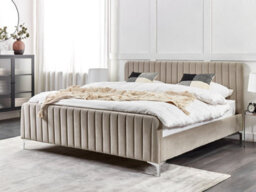 Beliani Bed Velvet Lunan 180 X 200 Cm (Eu Super King) Taupe - thumbnail 2