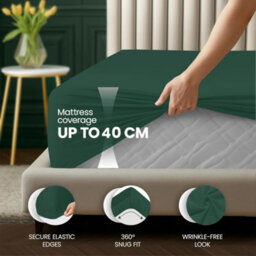 Aspire Homeware Emerald Green Fitted Sheet 40 Cm Extra Deep Pocket Hypoallergenic Bed Sheet Microfiber (L)200Cm X (W)152Cm,king - thumbnail 2