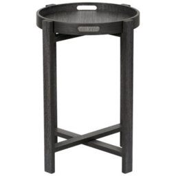 Pacific Lifestyle Dark Grey Oak Round Side Table With Removable Tray Top And Folding Legs 44Cm, Marmara - thumbnail 9