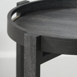 Pacific Lifestyle Dark Grey Oak Round Side Table With Removable Tray Top And Folding Legs 44Cm, Marmara - thumbnail 4