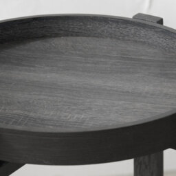 Pacific Lifestyle Dark Grey Oak Round Side Table With Removable Tray Top And Folding Legs 44Cm, Marmara - thumbnail 3