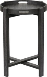 Pacific Lifestyle Dark Grey Oak Round Side Table With Removable Tray Top And Folding Legs 44Cm, Marmara - thumbnail 2