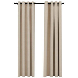 Berkfield Premium Linen-Look Blackout Curtains With Grommets 2Pcs Beige 140X245Cm
