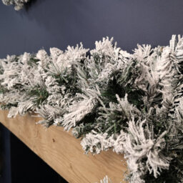 Samuel Alexander 2.7M Green Snow Flocked Christmas Garland With 190 Tips - thumbnail 5