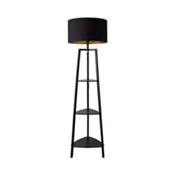 Valuelights Hiru Black 3 Tier Shelf Floor Lamp With Metallic Gold Inner Shade - thumbnail 8