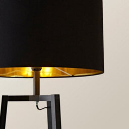 Valuelights Hiru Black 3 Tier Shelf Floor Lamp With Metallic Gold Inner Shade - thumbnail 5