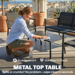 Outsunny 4 Seater Garden Furniture Set, Metal Garden Sofa Set, Grey - thumbnail 7
