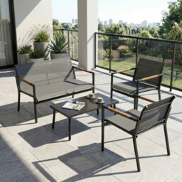 Outsunny 4 Seater Garden Furniture Set, Metal Garden Sofa Set, Grey - thumbnail 9