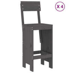 Berkfield 5 Piece Garden Bar Set Grey Solid Wood Pine - thumbnail 3