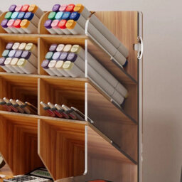 Beige New Pen Pencil Office Study Desk Wooden Storage Holder Organizer Box W/ Drawer - thumbnail 6