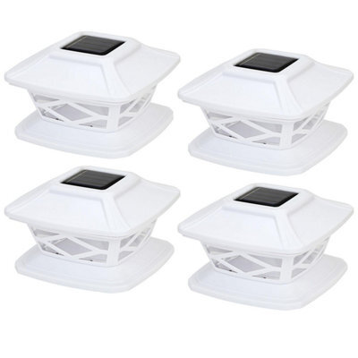 Taylor & Brown 4 Pack Solar Led Post Lights, Waterproof Ip65, Square Cap Lamps For Patio Fence Deck, Fits 4X4 5X5 6X6 Post (White) - image 1