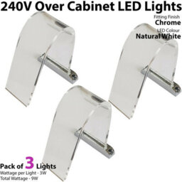 3-Pack Natural White Led Cabinet Lights With Curved Glass Design For Bathroom And Makeup - thumbnail 2