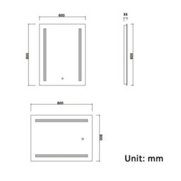 AVER-GROWTH Illuminated Bathroom Led Mirror With Lights Dimmable Demister Pad Touch/wall Switch Vertical/horizontal Wall Mounted 600X800mm - thumbnail 7