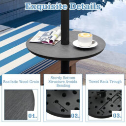 "Gainoom 20"" Outdoor Adjustable Umbrella Table Round Umbrella Table Tray For 1.5"" Patio Umbrella Pole" - thumbnail 9