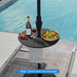 "Gainoom 20"" Outdoor Adjustable Umbrella Table Round Umbrella Table Tray For 1.5"" Patio Umbrella Pole" - thumbnail 3