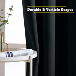 Aspire Homeware Black Plain Blackout Curtain Room Darkening Pencil Pleat Curtain Pair (W)117Cm X (D)137Cm With Tie Back Pair - thumbnail 6