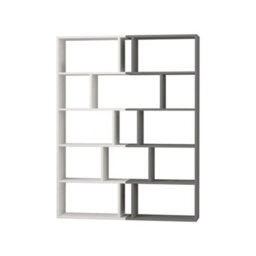 Decortie Tapi Modern Tall Bookcase Wall Mounted Set Of 2 With 5 Tiers And 15 Compartments Anthracite Grey 124 X 29 X 159 Cm - thumbnail 2