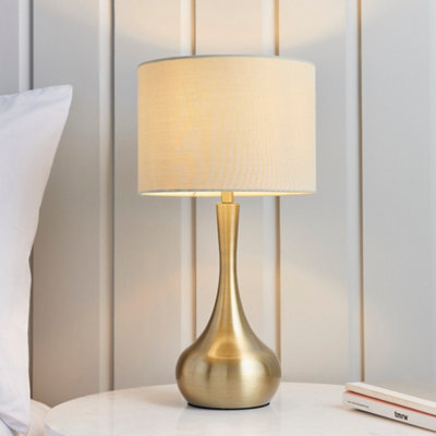 Anson Lighting Leahurst Table Light Finished In Soft Brass Plate And Taupe Fabric - image 1