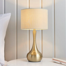 Anson Lighting Leahurst Table Light Finished In Soft Brass Plate And Taupe Fabric - thumbnail 1