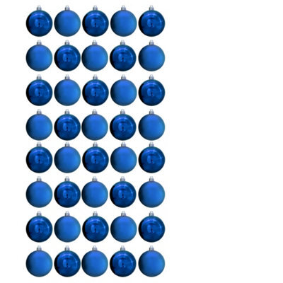 Christmas Tree World 6Cm Blue Bauble Set Shiny/matt (40 Pc) - image 1