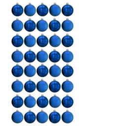 Christmas Tree World 6Cm Blue Bauble Set Shiny/matt (40 Pc) - thumbnail 2
