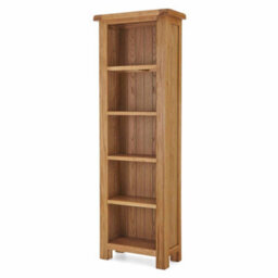 Zelah Oak 5 Tier Narrow Bookcase - By Roseland Furniture - thumbnail 3