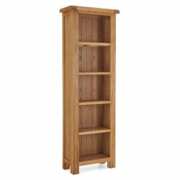 Zelah Oak 5 Tier Narrow Bookcase - By Roseland Furniture