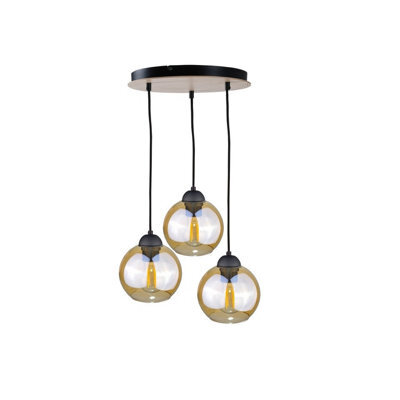 Luminosa Lighting Luminosa Ambre Cluster Pendant Ceiling Light Wood, 30Cm, 3X E27