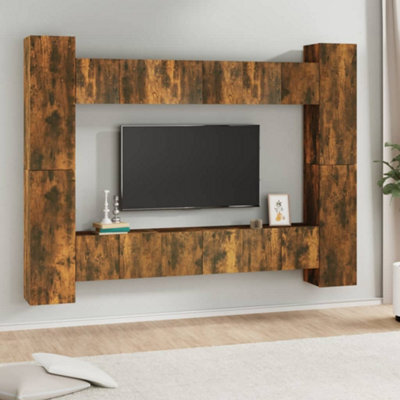 Berkfield 10 Piece Tv Cabinet Set Smoked Oak Engineered Wood - image 1