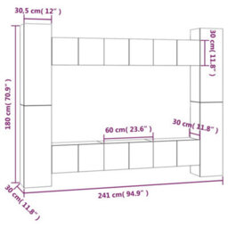 Berkfield 10 Piece Tv Cabinet Set Smoked Oak Engineered Wood - thumbnail 6