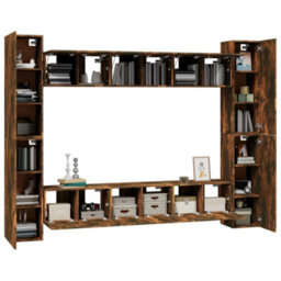 Berkfield 10 Piece Tv Cabinet Set Smoked Oak Engineered Wood - thumbnail 4