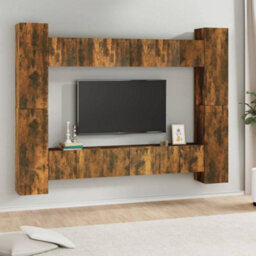 Berkfield 10 Piece Tv Cabinet Set Smoked Oak Engineered Wood - thumbnail 1