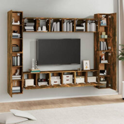 Berkfield 10 Piece Tv Cabinet Set Smoked Oak Engineered Wood - thumbnail 3