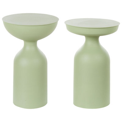 Beliani Set Of 2 Side Tables Cota/tenjo Metal Light Green - image 1