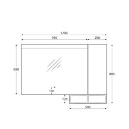 Homestylestore Black Grey Wall Mounted Waterproof Led Bathroom Mirror, Side Cabinet And Open Shelf 1200 X 680mm - thumbnail 3