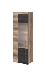 Arte Chic Roger 05 Tall Display Cabinet 550mm In Oak Satin & Touchwood - Modern Elegance H1600mm D350mm