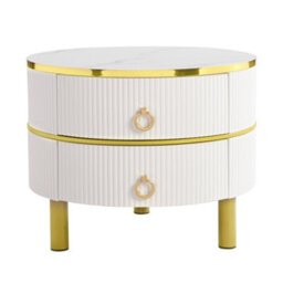 Matteo 2-In-1 Round Nesting Coffee Table Set With Drawers - High-Gloss & Tempered Glass - thumbnail 8