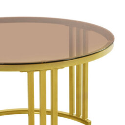 Matteo 2-In-1 Round Nesting Coffee Table Set With Drawers - High-Gloss & Tempered Glass - thumbnail 7