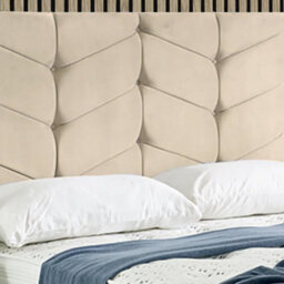 "Urban Textures Luxury 20"" High Velvet Fabric Upholstered Amelia Chevron Buttoned Headboard - Mink" - thumbnail 1