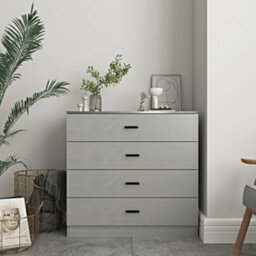 Urbn-Living Urbnliving Height 73Cm 4 Drawer Wooden Bedroom Chest Cabinet Modern Grey Carcass And Grey Drawers Wide Storage Cupboard Closet - thumbnail 2