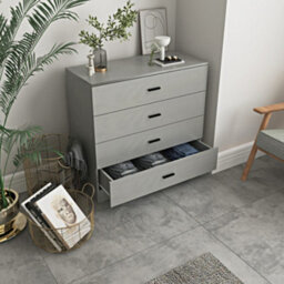 Urbn-Living Urbnliving Height 73Cm 4 Drawer Wooden Bedroom Chest Cabinet Modern Grey Carcass And Grey Drawers Wide Storage Cupboard Closet - thumbnail 3