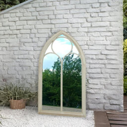 Agenzia 14 Antique Cream Arched Metal Frame Window Garden Wall Mirror 112 X 61Cm - thumbnail 3