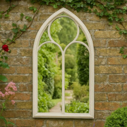 Agenzia 14 Antique Cream Arched Metal Frame Window Garden Wall Mirror 112 X 61Cm