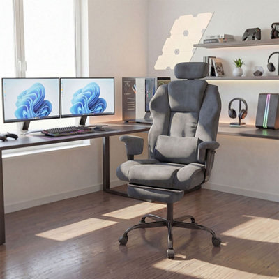 Levede Ergonomic Office Chair Suede Fabric Wide Seat Recline Footrest - image 1