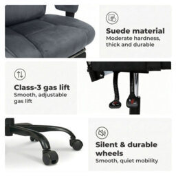 Levede Ergonomic Office Chair Suede Fabric Wide Seat Recline Footrest - thumbnail 9