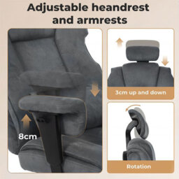 Levede Ergonomic Office Chair Suede Fabric Wide Seat Recline Footrest - thumbnail 6
