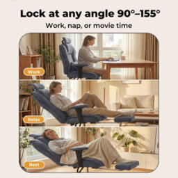 Levede Ergonomic Office Chair Suede Fabric Wide Seat Recline Footrest - thumbnail 7