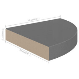 Vidaxl Floating Corner Shelves 4 Pcs High Gloss Grey 25X25X3.8 Cm Mdf - thumbnail 8