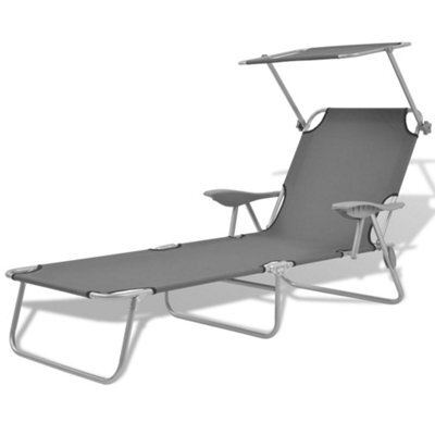 Walplus Sun Lounger With Canopy Steel Grey - image 1