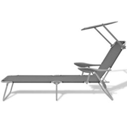 Walplus Sun Lounger With Canopy Steel Grey - thumbnail 2